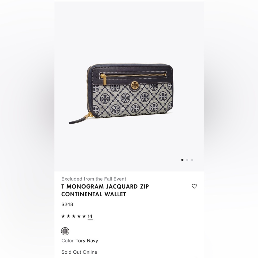 Navy Tory Burch Jacquard print wallet